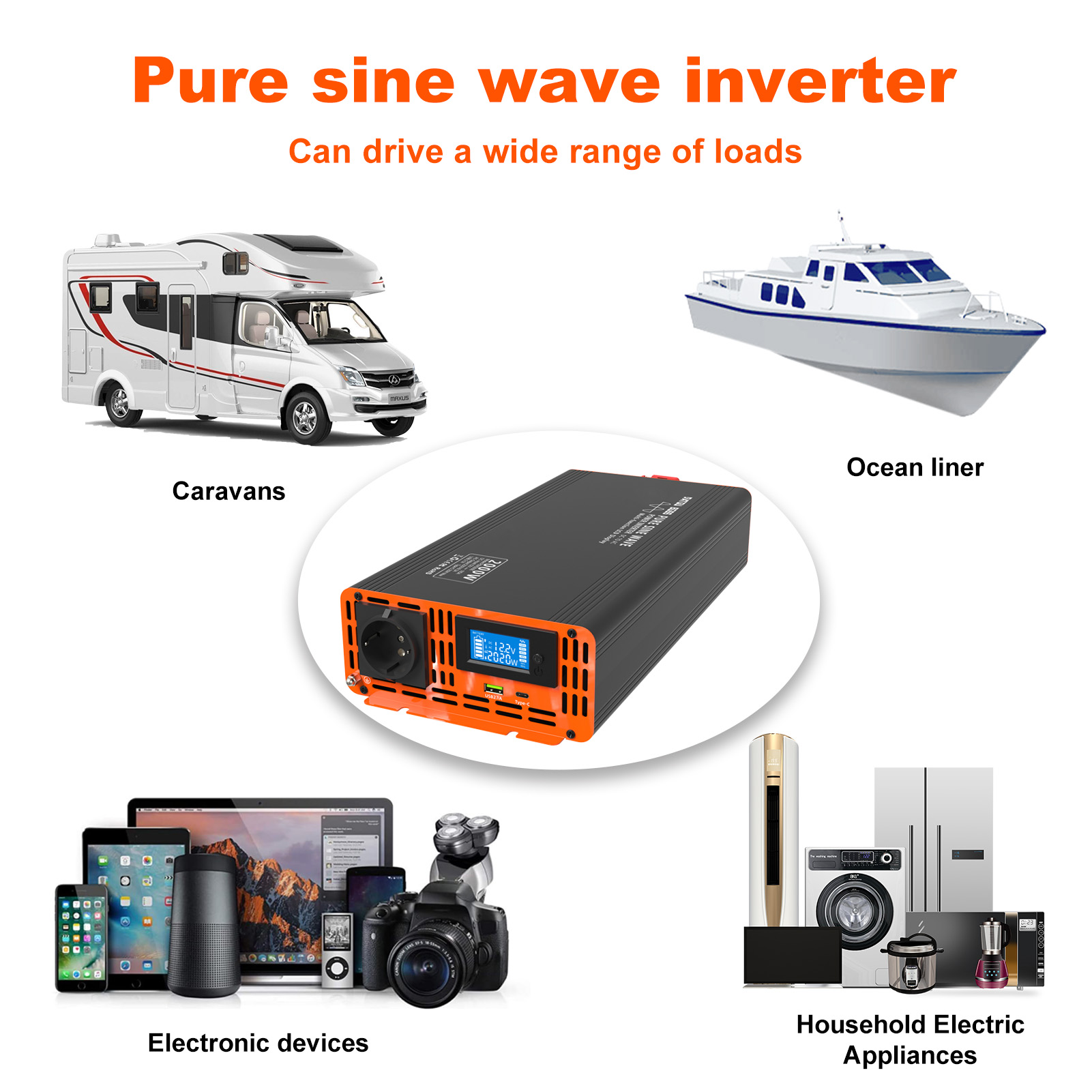 Peak 4000W 12v 24V 48V Dc to A - огляд і ціна Power Inverter 12V 220V 4000W Continuous